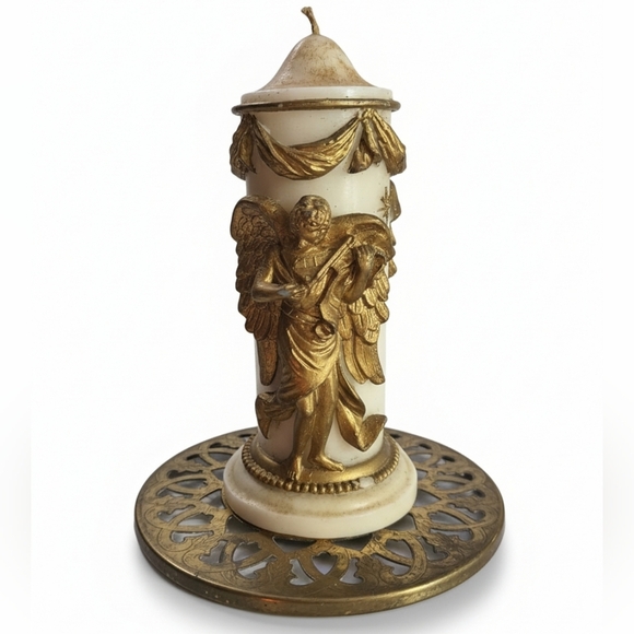 Ornate Gold and Cream Angel Candle And Bass Holder - Picture 5 of 6